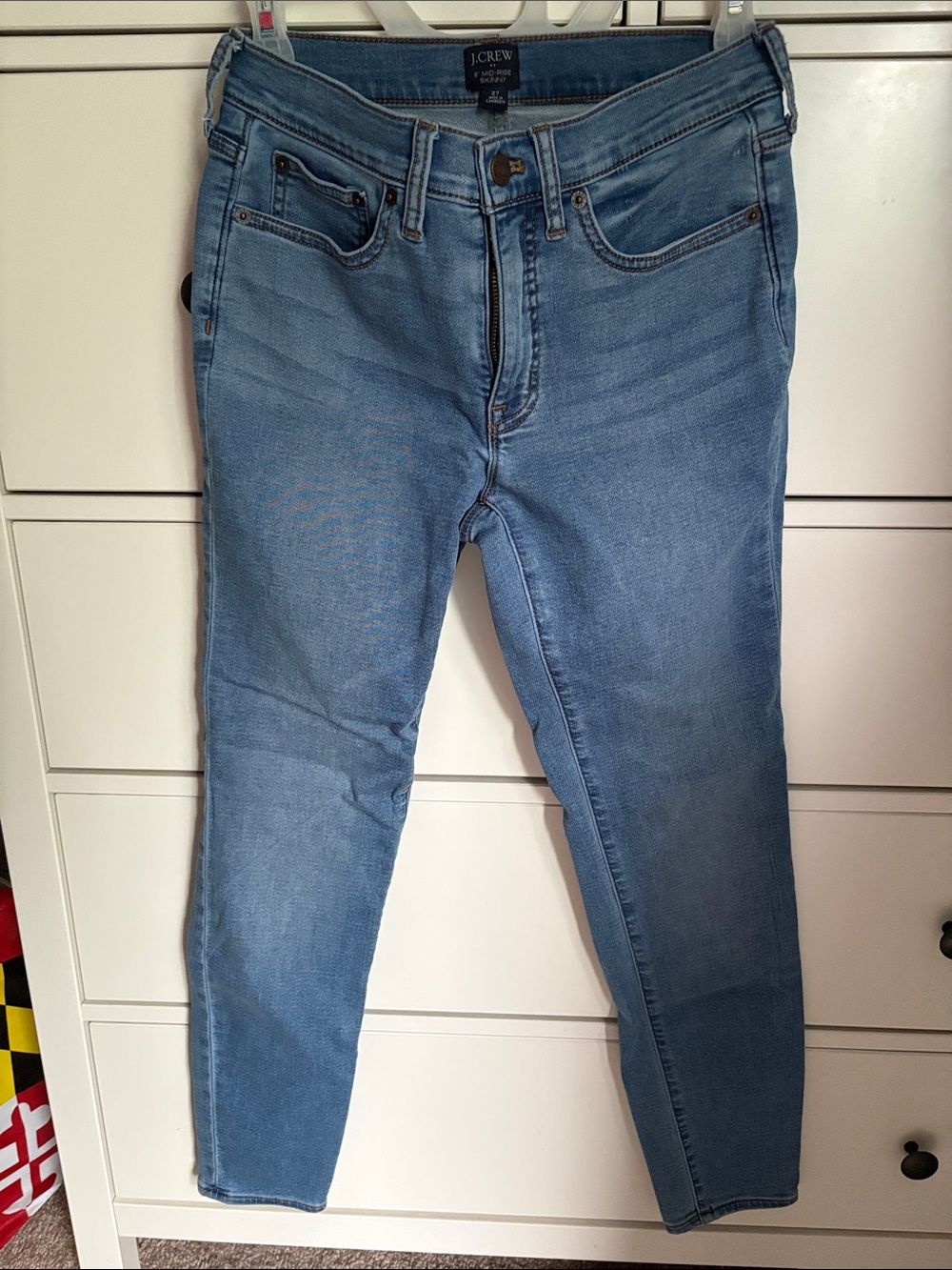 J. Crew Light Wash Mid Rise Skinny Jeans in Blue